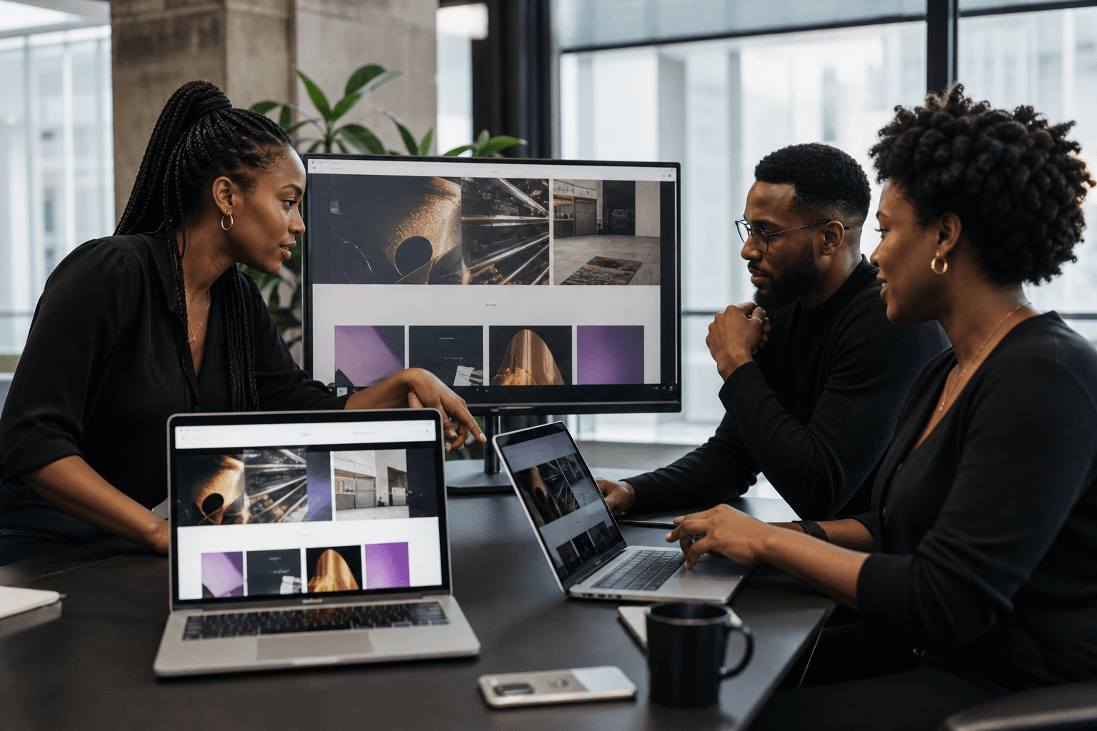 Black digital marketing professional reviewing website performance